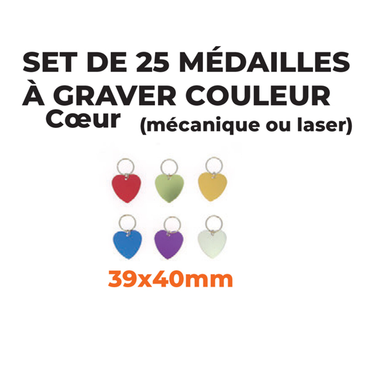 Set met 25 graveermedailles hart